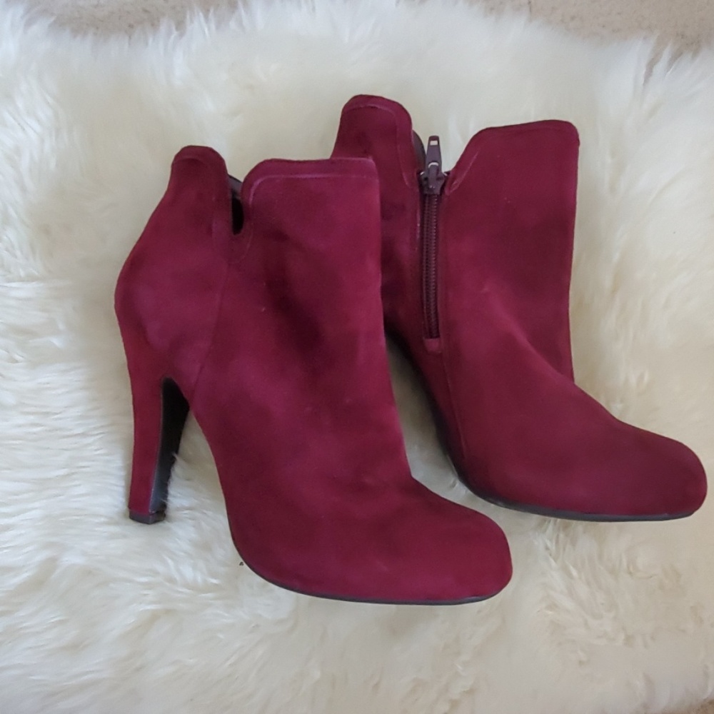 Burgundy booties